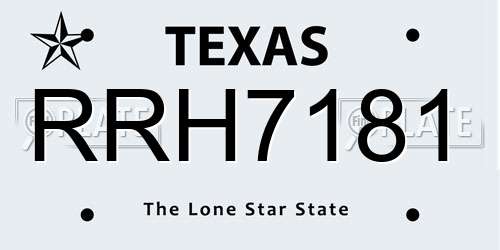 RRH7181 Texas License Plate