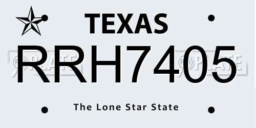 RRH7405 Texas License Plate