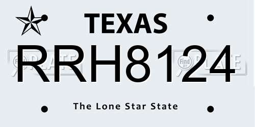 RRH8124 Texas License Plate