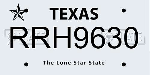 RRH9630 Texas License Plate