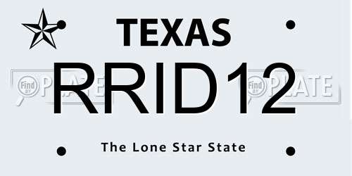 RRID12 Texas License Plate