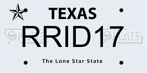 RRID17 Texas License Plate