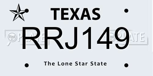 RRJ149 Texas License Plate