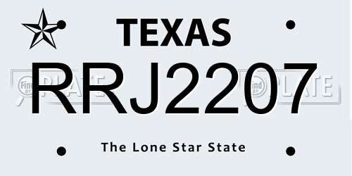 RRJ2207 Texas License Plate