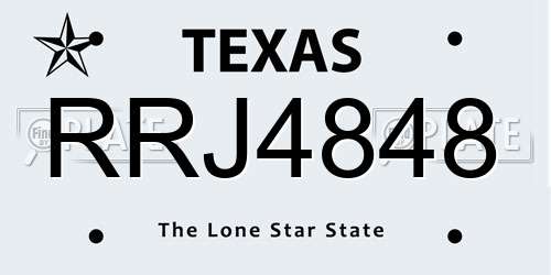 RRJ4848 Texas License Plate