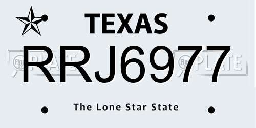 RRJ6977 Texas License Plate