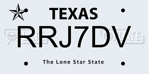 RRJ7DV Texas License Plate
