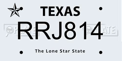 RRJ814 Texas License Plate