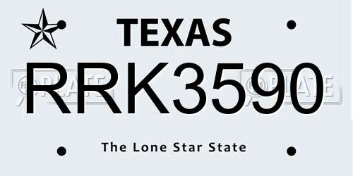RRK3590 Texas License Plate