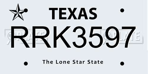 RRK3597 Texas License Plate