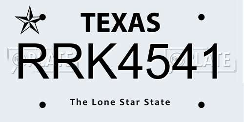 RRK4541 Texas License Plate
