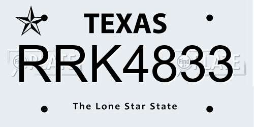 RRK4833 Texas License Plate