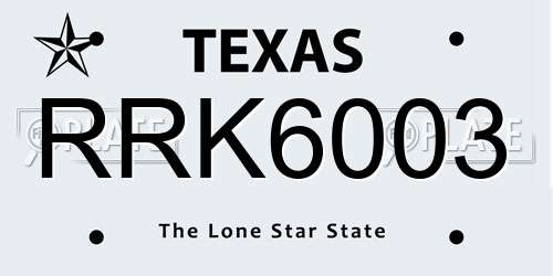 RRK6003 Texas License Plate