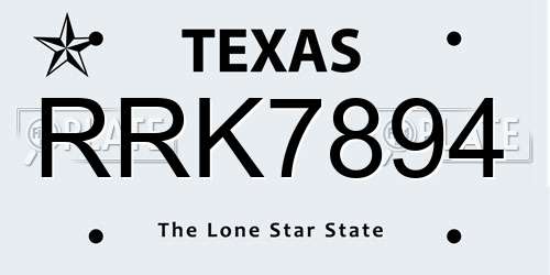 RRK7894 Texas License Plate
