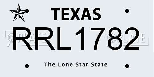 RRL1782 Texas License Plate