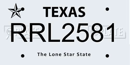 RRL2581 Texas License Plate