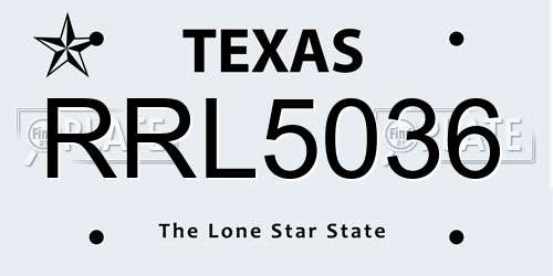 RRL5036 Texas License Plate