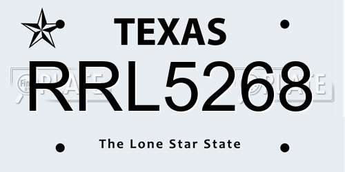 RRL5268 Texas License Plate