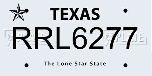 RRL6277 Texas License Plate