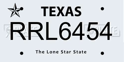 RRL6454 Texas License Plate