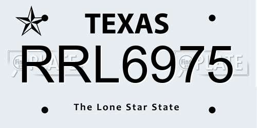 RRL6975 Texas License Plate