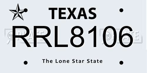 RRL8106 Texas License Plate