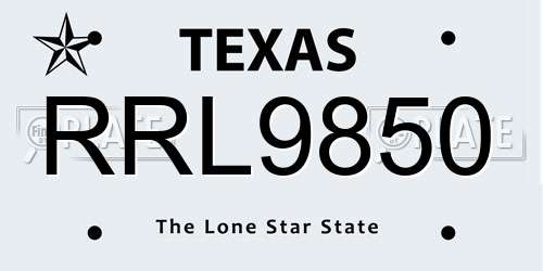 RRL9850 Texas License Plate