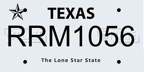 RRM1056 Texas License Plate