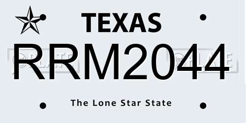 RRM2044 Texas License Plate