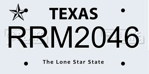 RRM2046 Texas License Plate