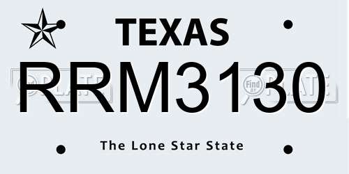 RRM3130 Texas License Plate