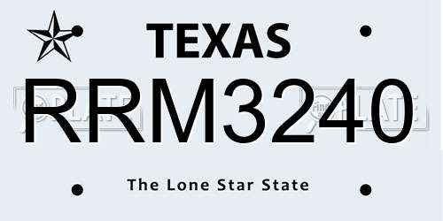 RRM3240 Texas License Plate