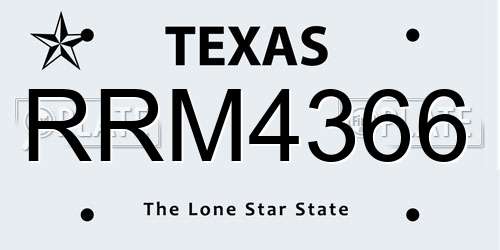 RRM4366 Texas License Plate