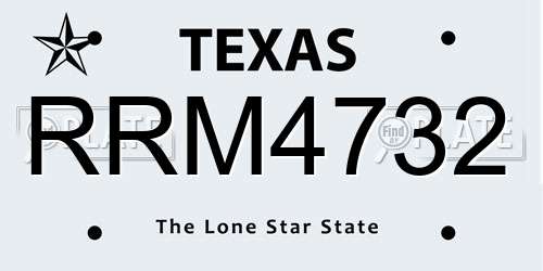 RRM4732 Texas License Plate