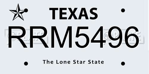 RRM5496 Texas License Plate