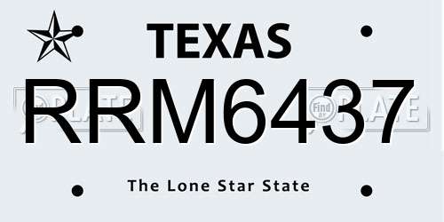 RRM6437 Texas License Plate
