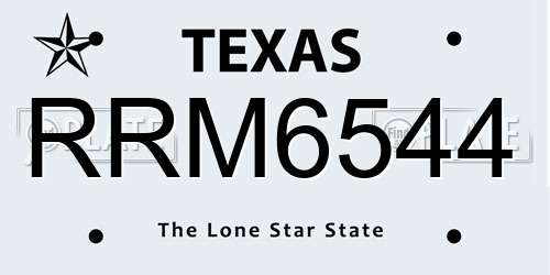 RRM6544 Texas License Plate