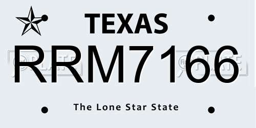 RRM7166 Texas License Plate
