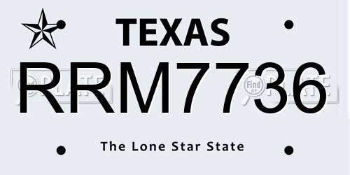 RRM7736 Texas License Plate
