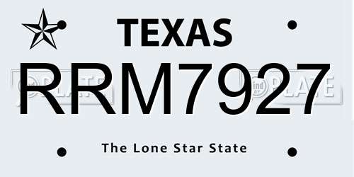 RRM7927 Texas License Plate