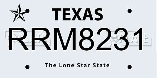 RRM8231 Texas License Plate