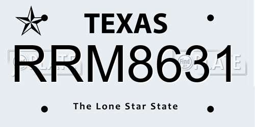 RRM8631 Texas License Plate
