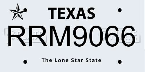RRM9066 Texas License Plate