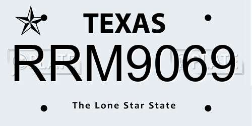 RRM9069 Texas License Plate