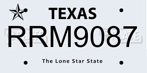 RRM9087 Texas License Plate