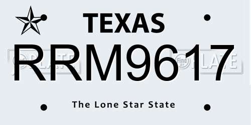 RRM9617 Texas License Plate
