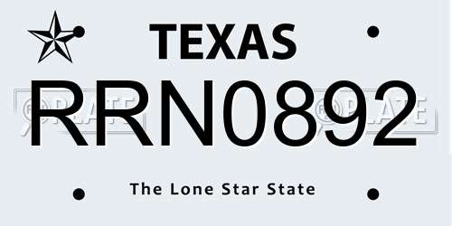 RRN0892 Texas License Plate