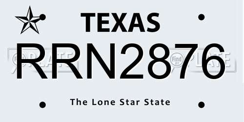 RRN2876 Texas License Plate