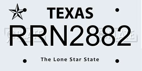 RRN2882 Texas License Plate