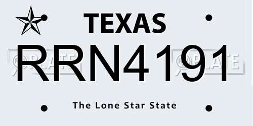 RRN4191 Texas License Plate